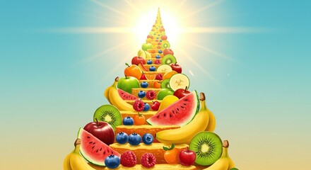 Colorful Fruit Stairway To Bright Future Illustration Food Art Staircase Nutrition Healthy Lifestyle Dream