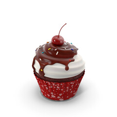 Valentine Cupcake isolated on transparent background