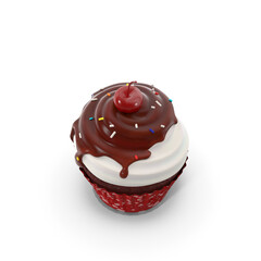 Valentine Cupcake isolated on transparent background