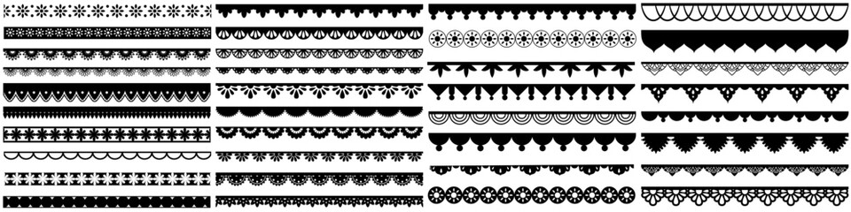 Fototapeta premium Cuff vector icon set. simple lace border line illustration sign collection. Seamless lace trim symbol or logo.