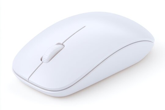 The image features a solitary wireless mouse on a white background, intended for design purposes as a computer hardware or accessory, including clipping paths