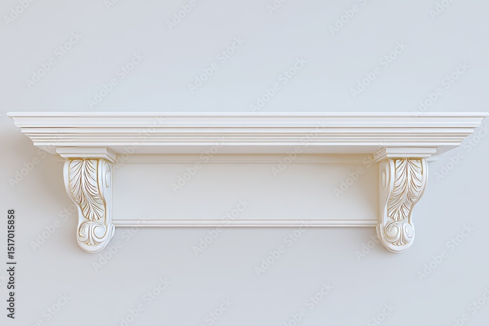 Aufkleber a white table showcases an empty shelf against a wall, illuminated by natural window light, in a min