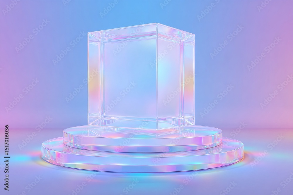 Fototapete a contemporary display stand with a platform design set against a white backdrop, featuring an empty