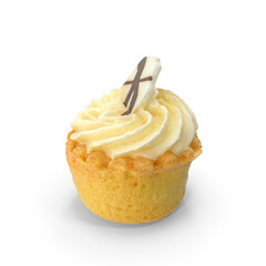 Vanilla Cupcake with White Chocolate isolated on transparent background