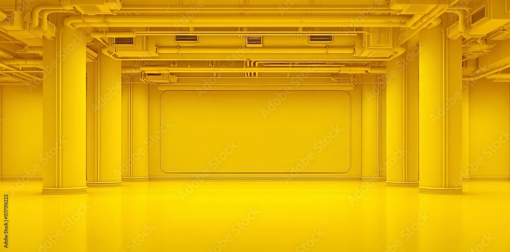 Poster a blank yellow display is set against a vibrant summer backdrop in a minimalist aesthetic, serving a