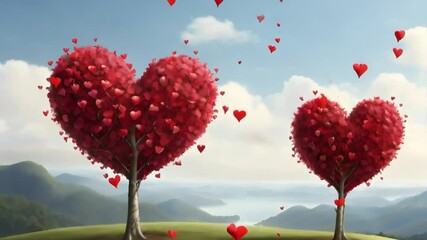 tree with balloons and hearts - Powered by Adobe