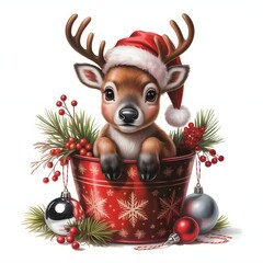 reindeer with christmas gift