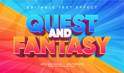 quest and fantasy vector text effect with modern style design