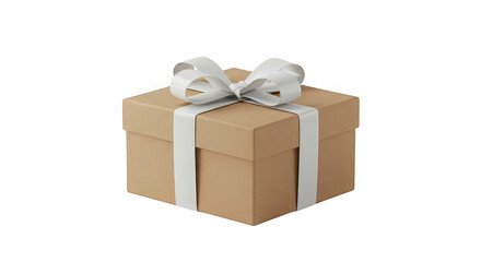 Studio shot showcases a gift box tied with a beautiful white ribbon, conveying joy and celebration.