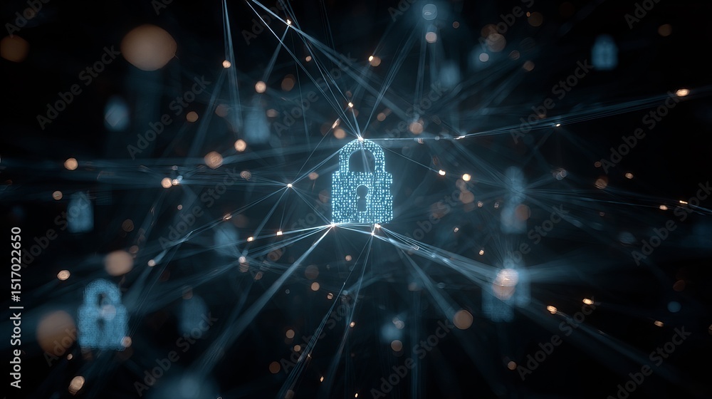 Aufkleber abstract digital network security padlock concept futuristic technology cybersecurity data protectio