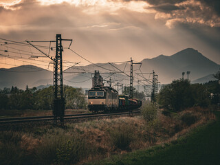 Electric railway transport in the Slovak mountains.