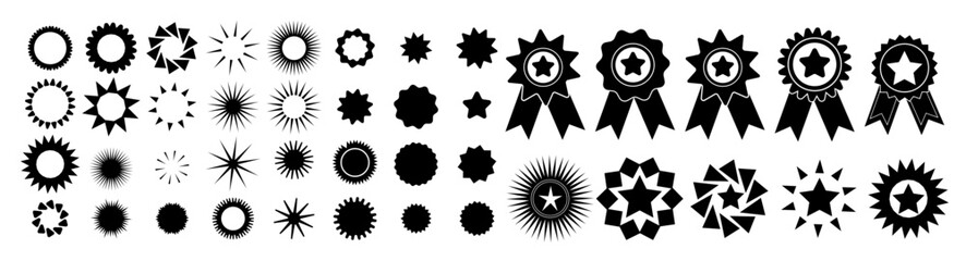 Set of medals with stars. hand drawn. Not AI, Vector illustration.