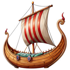 Viking Longship A Digital Illustration isolated on transparent baackground