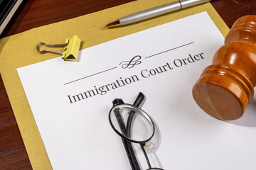 Court Order for Immigration Case – Document and Gavel on Legal Desk