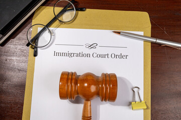 Court Order for Immigration Case – Document and Gavel on Legal Desk