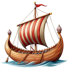 Ancient Wooden Sailing Vessel isolated on transparent baackground