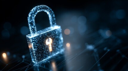Digital Padlock Security Network Abstract Technology Data Protection Privacy Concept Futuristic Blue Glowing Elegant Modern Design Illustration Background web key safe   