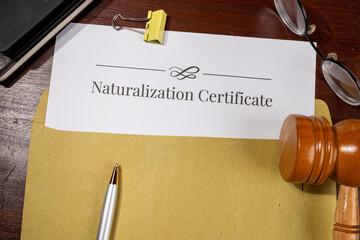 Gavel Beside Naturalization Paper – Legal Path to Citizenship Display