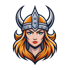 Valkyrie Pixel Art Portrait of a Fierce Norse Warrior Woman isolated on transparent baackground
