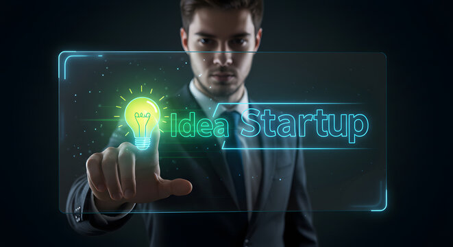 Businessman Activating Idea Startup Concept Strategy Launch Innovation Success