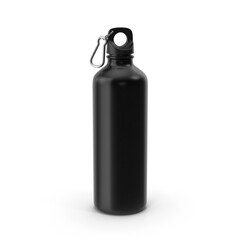 Black water bottle isolated on transparent background