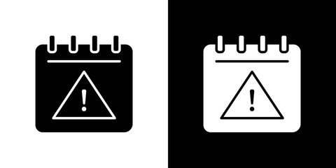 Calendar exclamation icon symbols. Vector illustration.