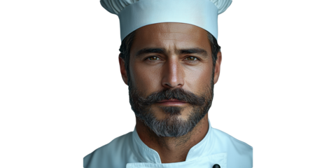 Professional Male Chef Portrait. Culinary Expertise And Gastronomy Focused Isolated On Transparent Background