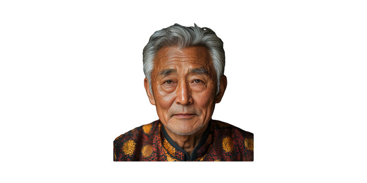 Elderly Man In Traditional Attire. Wisdom And Cultural Heritage Isolated On Transparent Background - Powered by Adobe