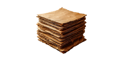 Stack Of Recycled Cardboard Sheets. Sustainable Packaging Material Isolated On Transparent Background