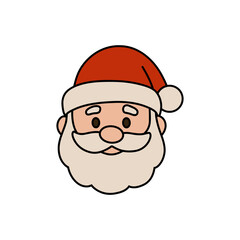 Santa Claus face vector illustration, perfect for festive design, holiday cards, and Christmas decor. Embrace the holiday spirit with this charming, minimalist Santa icon.