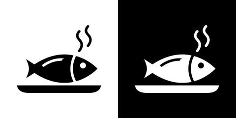 Cooked fish icon symbols. Vector illustration.