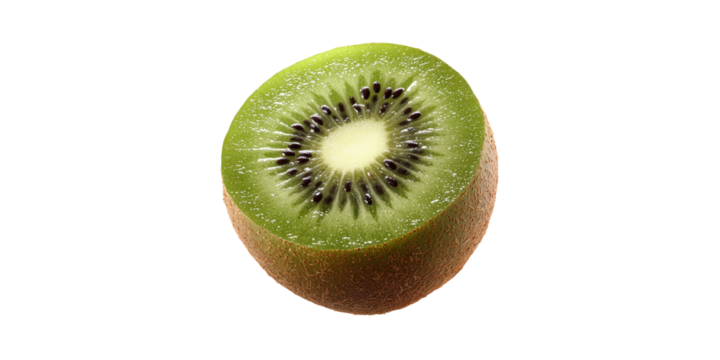 Half-Cut Kiwi Fruit. Freshness And Nutritional Value In Healthy Diets Isolated On Transparent Background