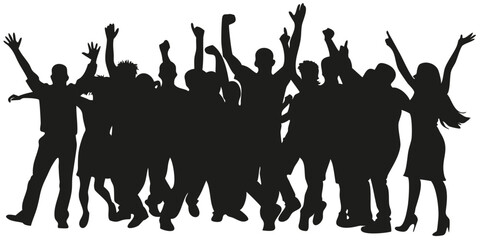 Silhouette of a Protest Crowd with Raised Fists – Activism and Social Movement