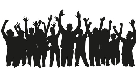 Silhouette of a Protest Crowd with Raised Fists – Activism and Social Movement