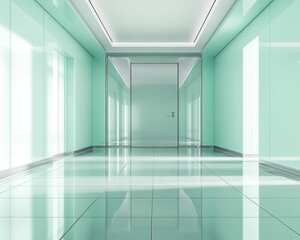 Fototapeta premium Empty modern interior with clean floor and natural light in office or apartment