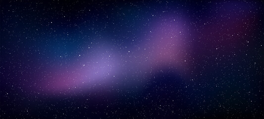 Starry sky background with a purple gradient. night sky with stars. galaxies and nebulae. space vector illustration. universe. galaxy digital art. starry scene. 