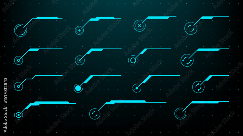 Poster callout text HUD UI elements. abstract titles, tech style. cyberpunk hi-tech design. Modern technology. Vector graphics. game interface elements. sci-fi. 