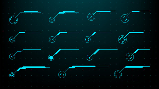 callout text HUD UI elements. abstract titles, tech style. cyberpunk hi-tech design. Modern technology. Vector graphics. game interface elements. sci-fi. 
