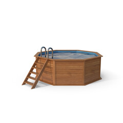 Wooden Above-Ground Swimming Pool with Ladder isolated on transparent background