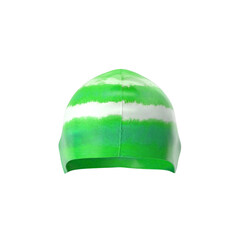 Green and White Striped Swim Cap isolated on transparent background