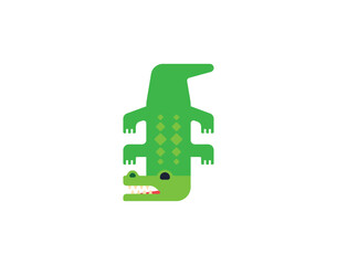 Crocodile vector emoticon. Crocodile emoji illustration. Color Crocodile icon