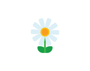 Daisy vector emoticon. Daisy emoji illustration. Color daisy icon