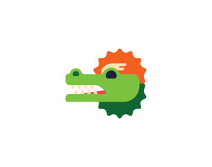 Dragon Face vector emoticon. Dragon Face emoji illustration. Color dragon icon