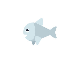 Tuna fish vector emoticon. Fish emoji illustration. Color Salmon icon