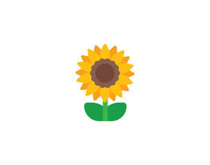 Sunflower vector emoticon. Sunflower emoji illustration. Color sunflower icon