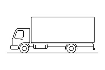 Truck icon. Black outline linear silhouette. Editable strokes. Side view. Vector simple flat graphic illustration. Isolated object on white background. Isolate.