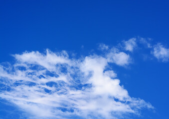 Background with a blue sky and light cirrus clouds, with copy space