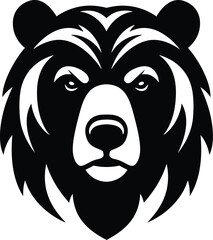 Abstract Bear Head Silhouette - Modern Black Vector Animal Design