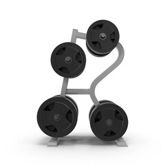 Weight Plate Storage Tree Rack with Plates isolated on transparent background