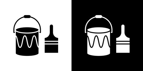 Paint bucket and paint brush icon symbols. Vector illustration.